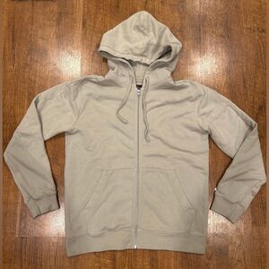 American Giant Classic Full Zip Fleece Hoodie Mens Small Gray Tan
